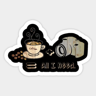 All I Need is Coffee and My Camera Vintage Sticker